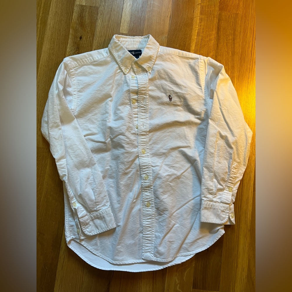 Ralph Lauren Crisp White Dress Shirt Boy Size 14